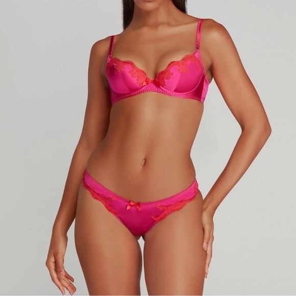 Agent Provocateur Molly pink and Red Lace Bra Set - Picture 1 of 8